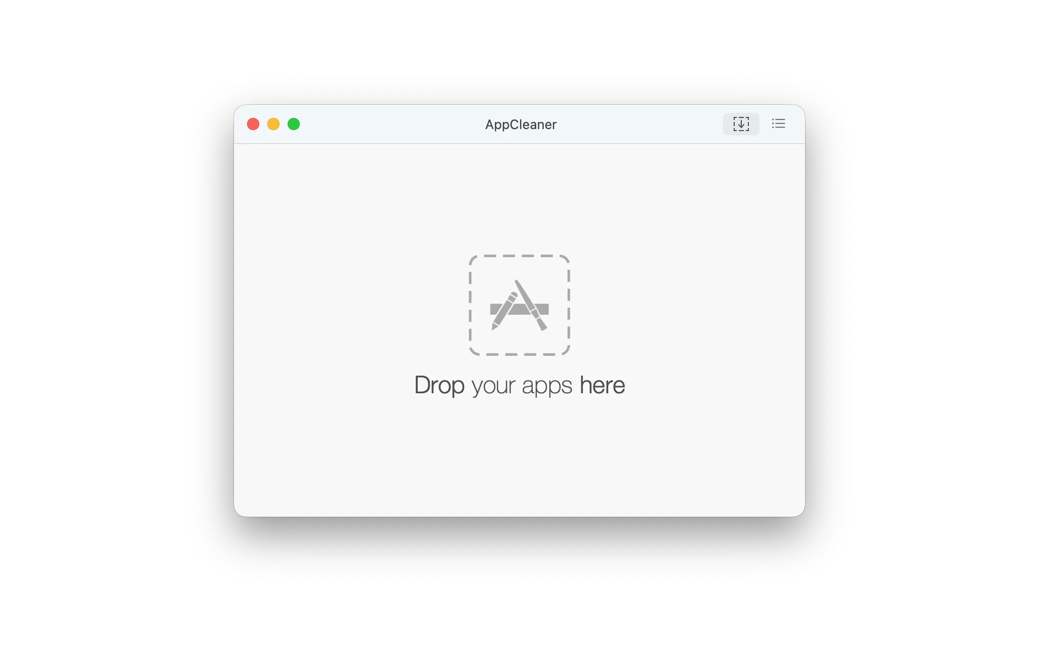 Empty AppCleaner window where an app can be dropped