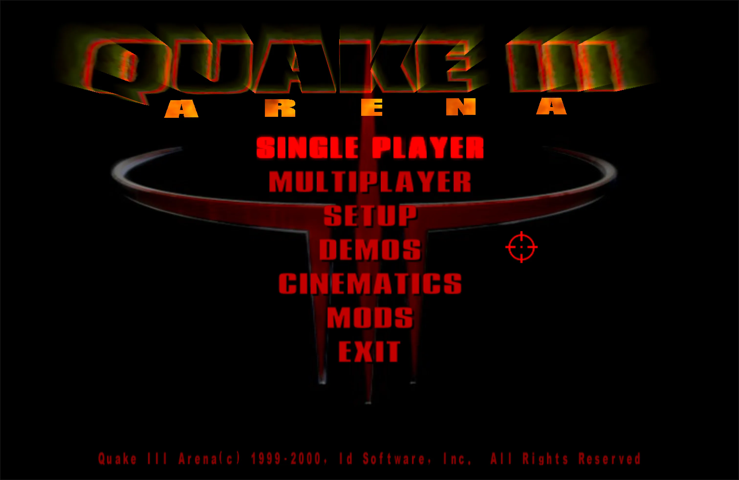 The Quake III Arena main menu running on macOS